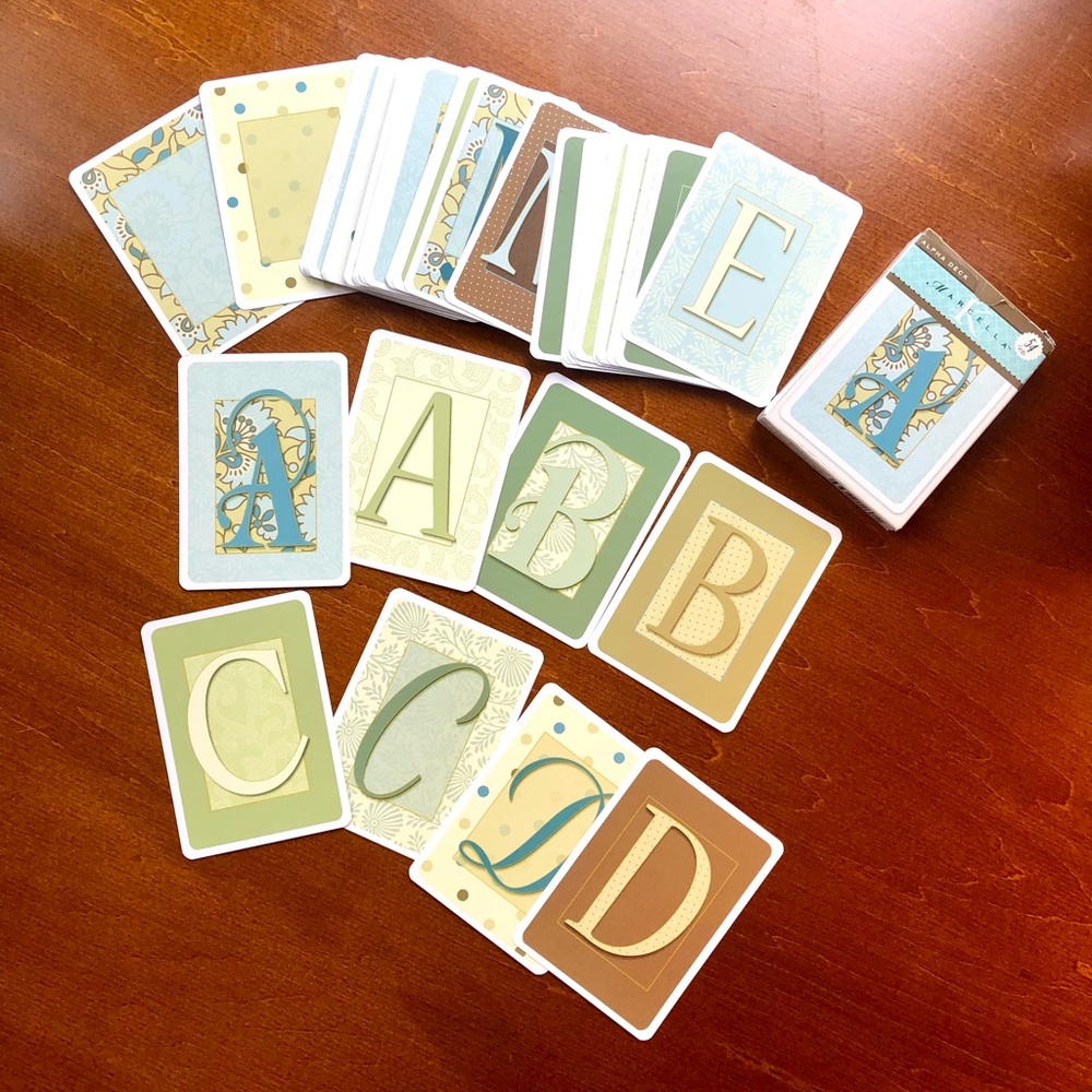 Scrapbooking alphabet deck of cards